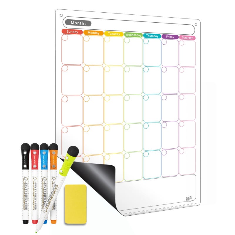 Mag-Fancy Magnetic Dry Erase Calendar - Vertical Calendar for Refrigerator - Monthly Fridge Calendar Whiteboard with Extra-Thick Magnet Included Fine Point Marker & Eraser & Home Organizer - Image 1